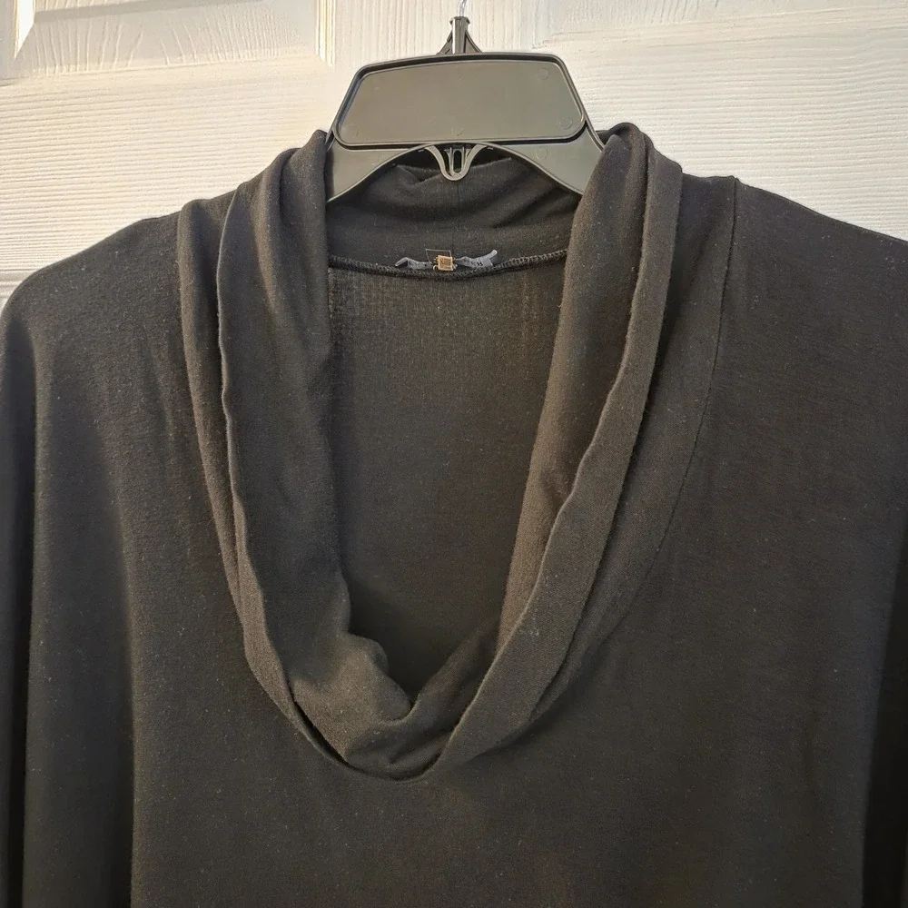 Eileen Fisher sz XL oversized cowl neck‎ black casaul top chic boxy comfort